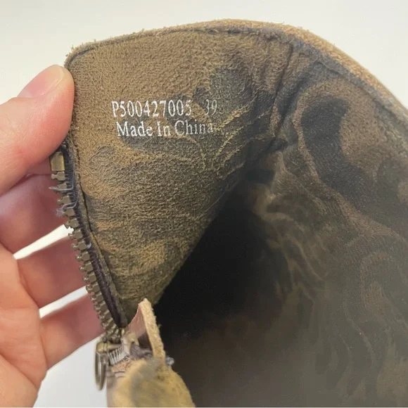 Fly London Yime Two-Tone Brown and Tan Patchwork Wedge Boots Size 39EU/8.5US - Picture 13 of 15